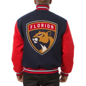 Alternative view of Florida Panthers Full Wool Two Tone Varsity Jacket Navy & Red