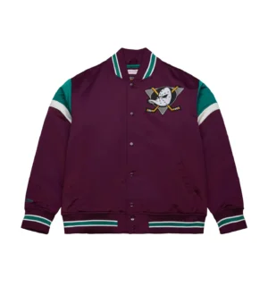 Anaheim Ducks Cooperstown Heavyweight Purple Satin Jacket