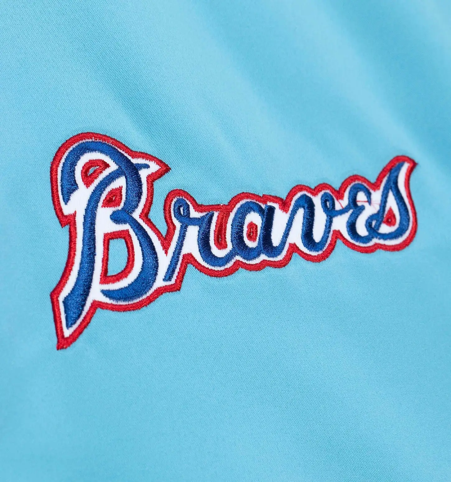 Atlanta Braves Cooperstown Heavyweight full-Snap Satin Varsity Sky Blue Jacket - Image 4