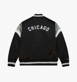 Alternative view of Chicago White Sox Cooperstown Heavyweight Black & Gray Satin Varsity Jacket