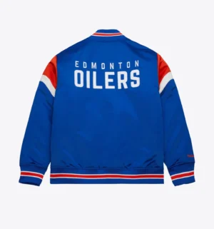 Alternative view of Cooperstown Heavyweight Satin Jacket Edmonton Oilers