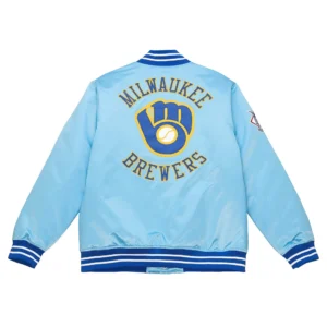 Alternative view of Milwaukee Brewers Cooperstown Heavyweight Full-Snap Satin Varsity Jacket