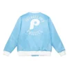 Philadelphia Phillies Cooperstown Heavyweight Sky Blue Satin Varsity Jacket - Image 2