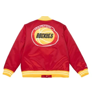 Alternative view of Heavyweight Satin Team Legacy Red Jacket Houston Rockets