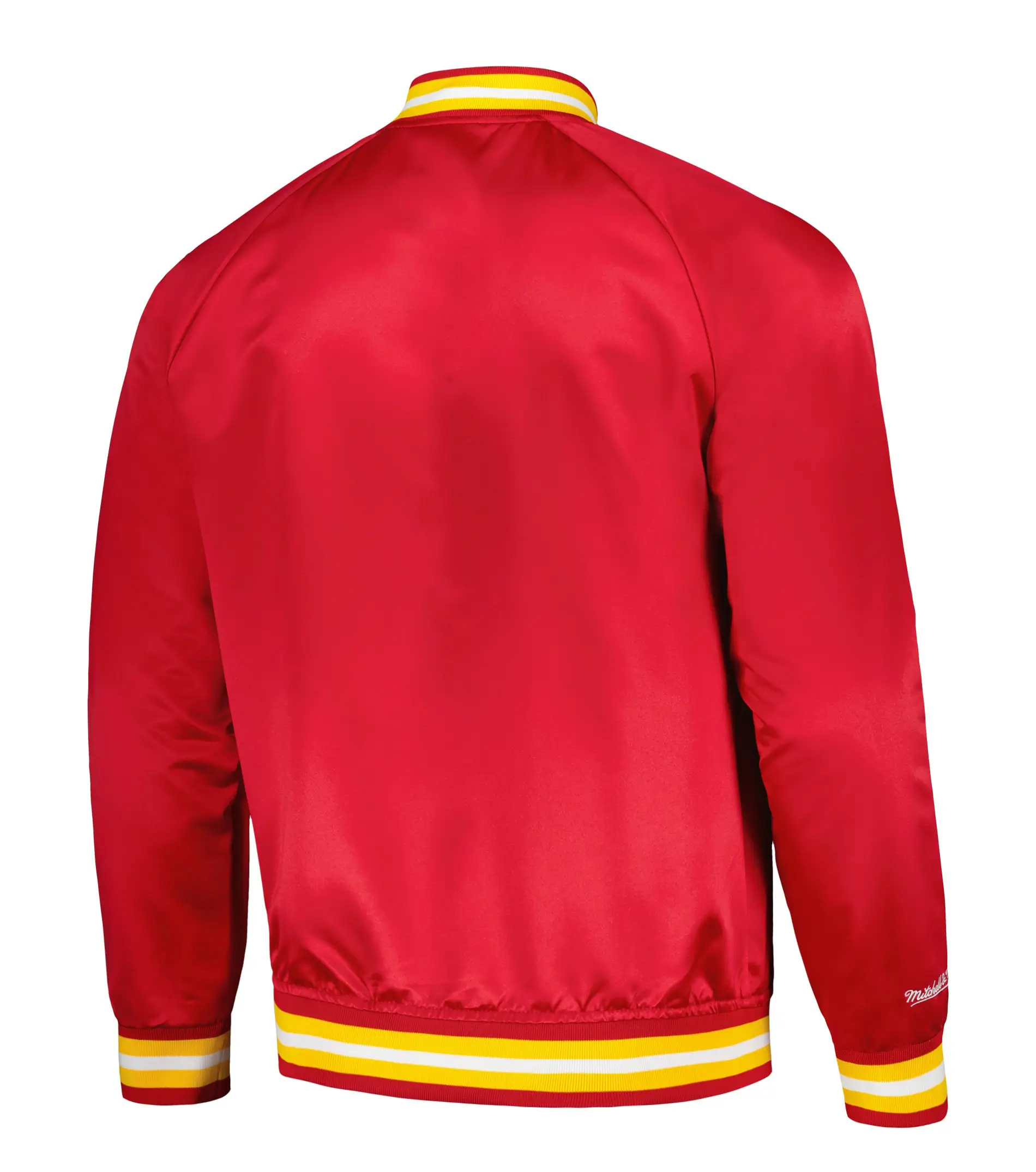 Houston Rockets Throwback Wordmark Raglan Red Varsity Jacket - Image 2