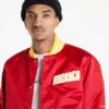 Houston Rockets Hardwood Classics Red Satin Varsity Jacket - Image 3