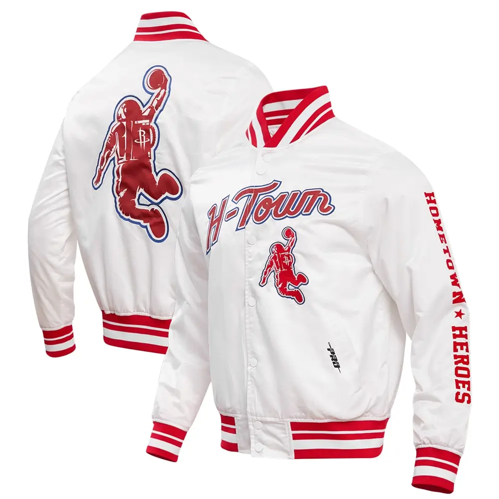 Houston Rockets Pro Standard 2023/24 City Edition Full-Snap White Satin Varsity Jacket - Image 6
