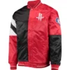 Houston Rockets Starter 75th Anniversary Leader Black & Red Color Block Satin Varsity Jacket