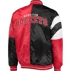 Houston Rockets Starter 75th Anniversary Leader Black & Red Color Block Satin Varsity Jacket - Image 2
