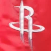 Houston Rockets Starter 75th Anniversary Leader Black & Red Color Block Satin Varsity Jacket - Image 3