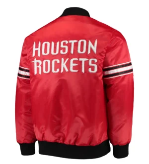 Alternative view of Houston Rockets The Power Forward Full-Snap Red Satin Varsity Jacket