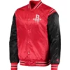 Houston Rockets Starter The Enforcer Full-Snap Red & Black Satin Varsity Jacket