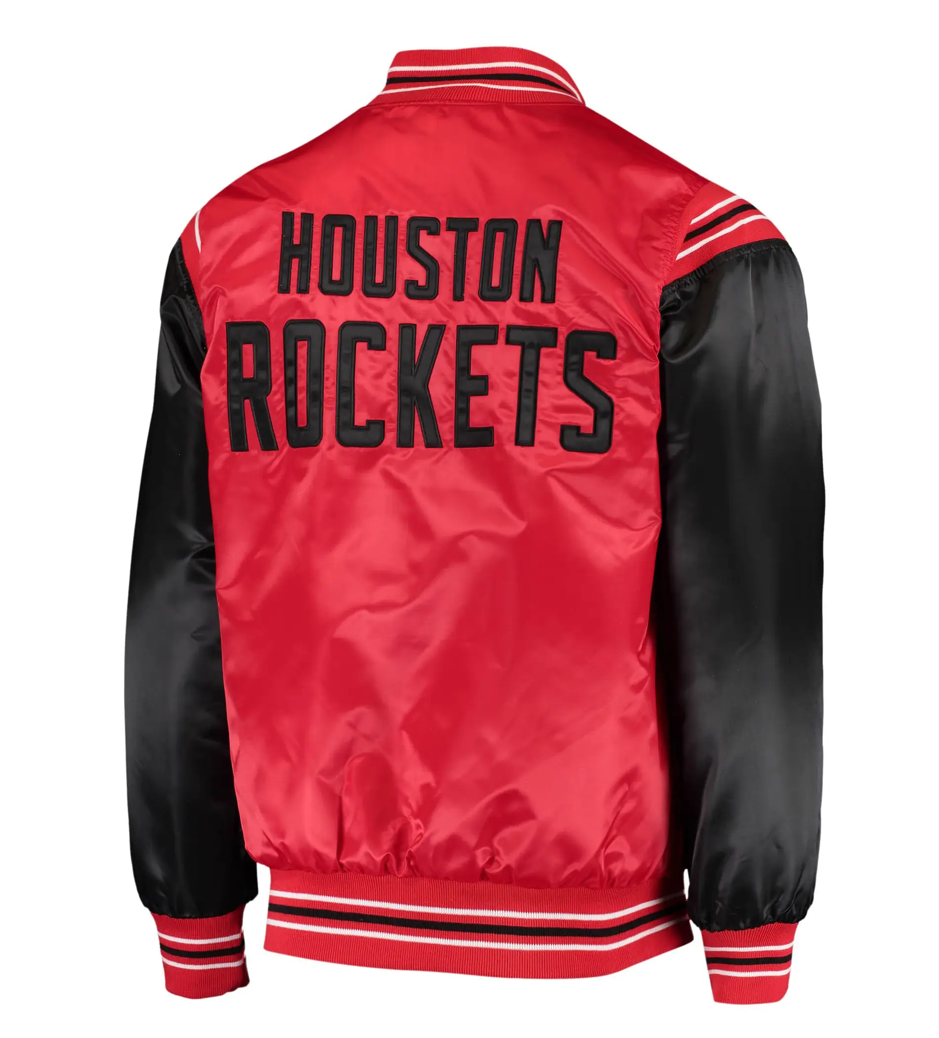 Houston Rockets Starter The Enforcer Full-Snap Red & Black Satin Varsity Jacket - Image 2
