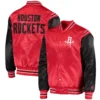 Houston Rockets Starter The Enforcer Full-Snap Red & Black Satin Varsity Jacket - Image 4