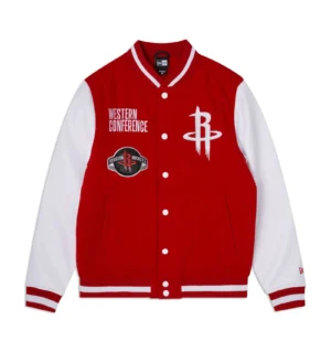 Houston Rockets Team Legacy Western Conference Red & White Wool Varsity Jacket