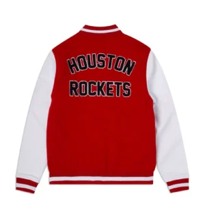 Alternative view of Houston Rockets Team Legacy Western Conference Red & White Wool Varsity Jacket