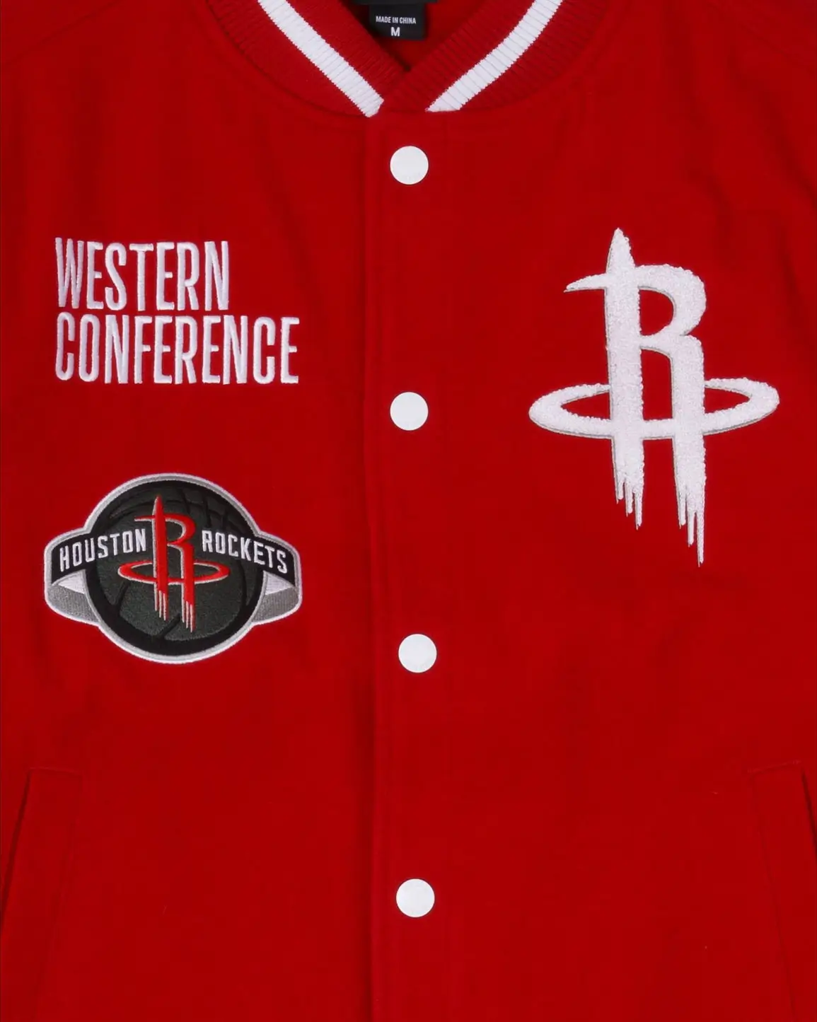 Houston Rockets Team Legacy Western Conference Red & White Wool Varsity Jacket - Image 3