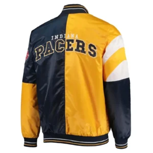 Alternative view of Indiana Pacers Leader Black & Gold Satin Varsity jacket