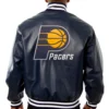 Indiana Pacers Full Leather Varsity Navy Jacket - Image 2