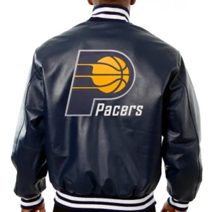 Alternative view of Indiana Pacers Full Leather Varsity Navy Jacket