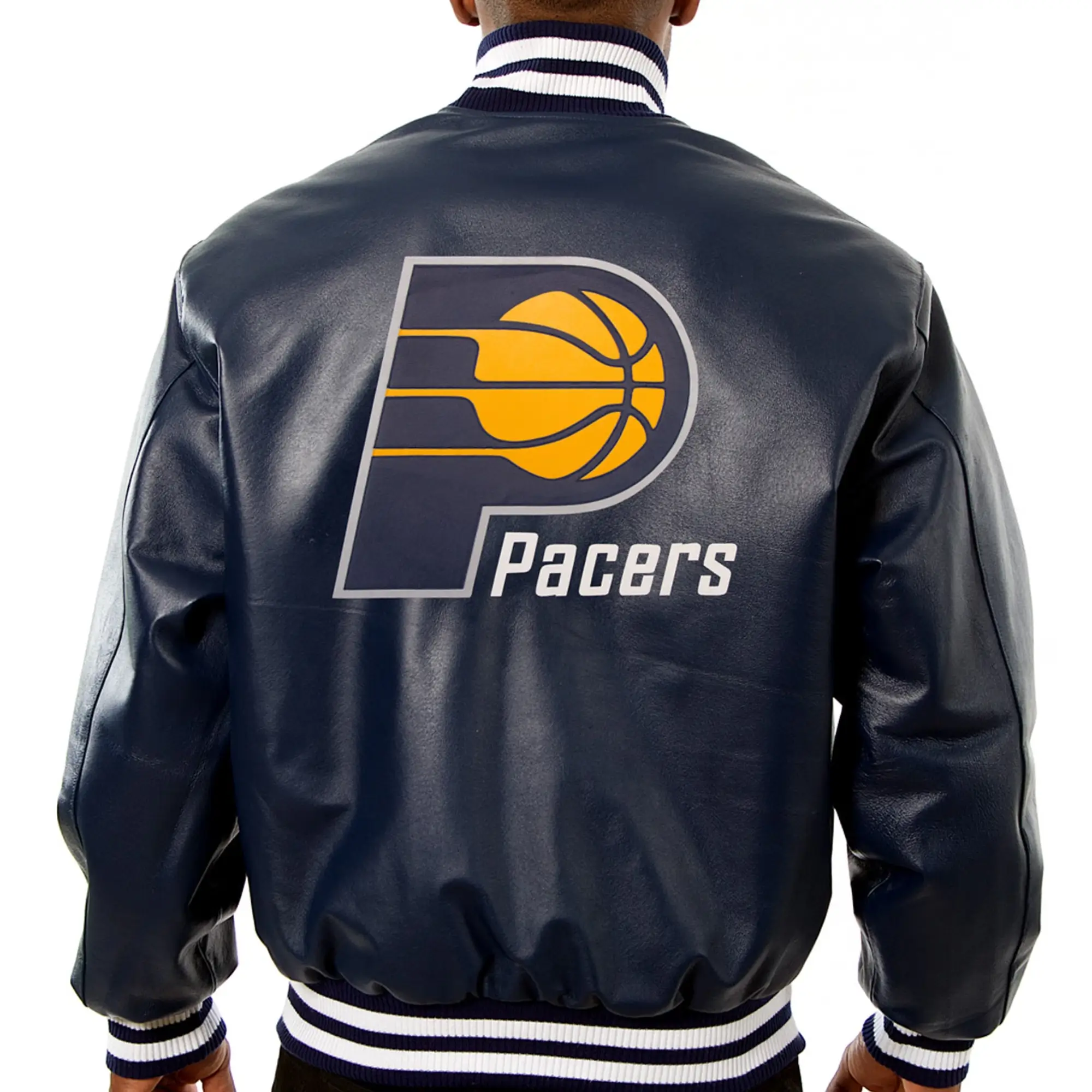 Indiana Pacers Full Leather Varsity Navy Jacket - Image 2