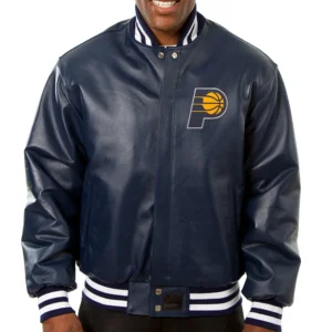 Indiana Pacers Full Leather Varsity Navy Jacket
