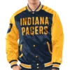 Indiana Pacers Renegade Satin Varsity Jacket Navy & Gold