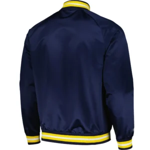 Alternative view of Indiana Pacers Throwback Wordmark Satin Varsity Navy Jacket