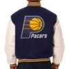 Indiana Pacers Two Tone Wool & Leather Varsity Jacket Navy & White - Image 2