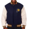 Indiana Pacers Two Tone Wool & Leather Varsity Jacket Navy & White