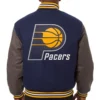 Indiana Pacers Two Tone Wool & Leather Varsity Navy & Grey - Image 2