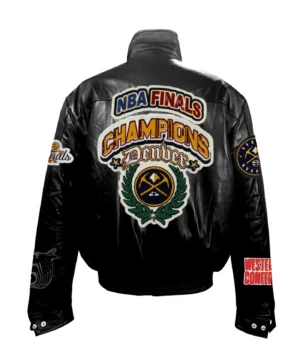 Alternative view of Jeff Hamilton Denver Nuggets Nba Championship Black Full Leather  Jacket