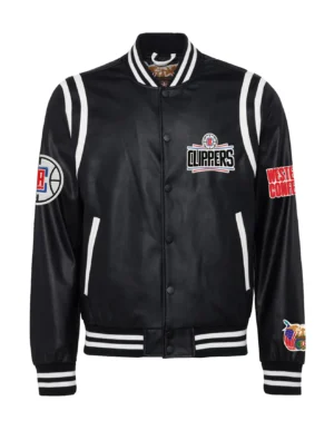 Jeff Hamilton X Los Angeles Clippers Vegan Full Black Leather Jacket