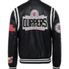 Jeff Hamilton X Los Angeles Clippers Vegan Full Black Leather Jacket - Image 2