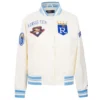 Kansas City Royals Pro Standard Women's Classic Rib Knitted Satin Varsity Cream Jacket
