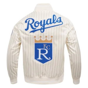 Alternative view of Kansas City Royals Script Tail Cooperstown Pinstripe Full-Snap Satin Varsity Jacket