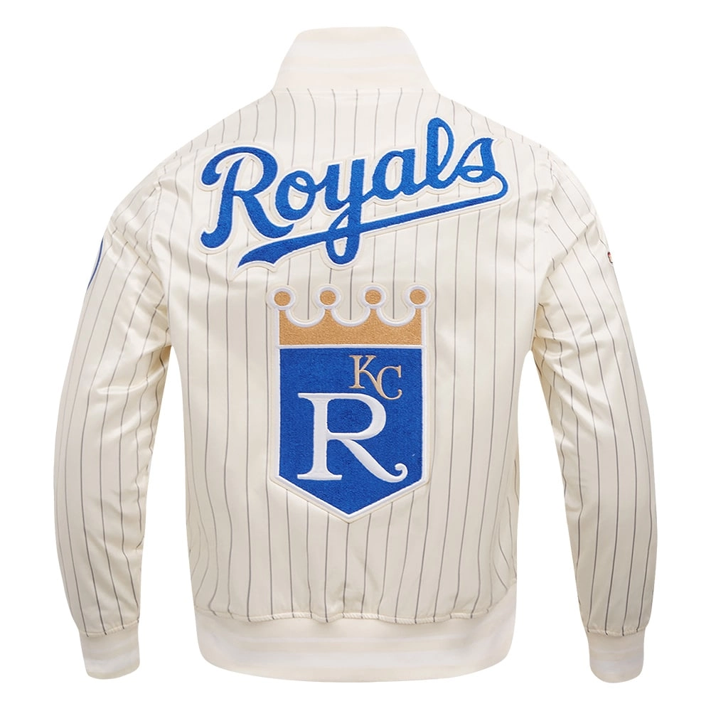 Kansas City Royals Script Tail Cooperstown Pinstripe Full-Snap Satin Varsity Jacket - Image 2