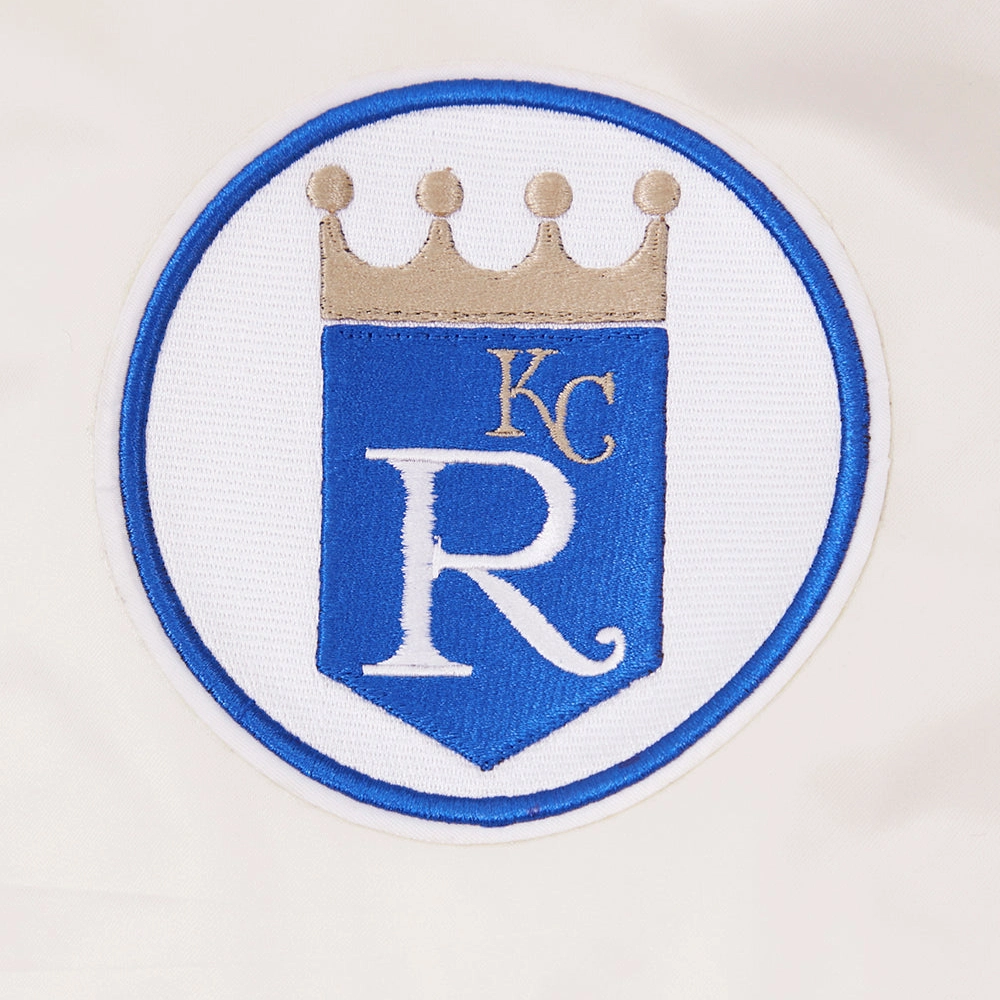 Kansas City Royals Script Tail Men's Full-Snap Satin Varsity Cream Jacket - Image 6