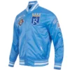 Kansas City Royals Men's Pro Standard Retro Classic Rib Knitted Satin Varsity Jacket - Image 3