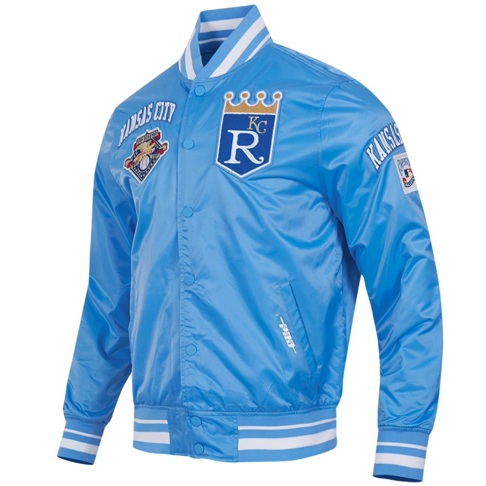 Kansas City Royals Men's Pro Standard Retro Classic Rib Knitted Satin Varsity Jacket - Image 3