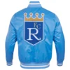 Kansas City Royals Men's Pro Standard Retro Classic Rib Knitted Satin Varsity Jacket - Image 2
