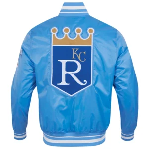 Alternative view of Kansas City Royals Men's Pro Standard Retro Classic Rib Knitted Satin Varsity Jacket