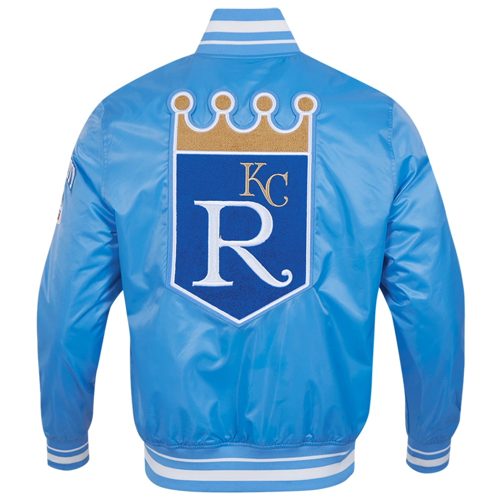 Kansas City Royals Men's Pro Standard Retro Classic Rib Knitted Satin Varsity Jacket - Image 2