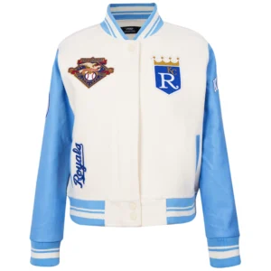 Kansas City Royals Pro Standard Women's Retro Classic Wool & Leather Varsity Jacket