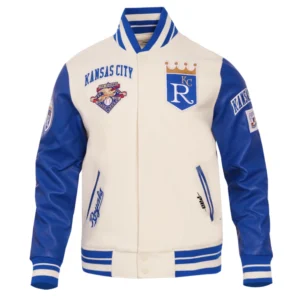 Kansas City Royals Retro Classic Wool & Leather Varsity Jacket Blue & Cream