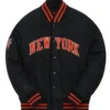 Kith Golden Lightweight Raglan Bear for New York Knicks Black Varsity Jacket