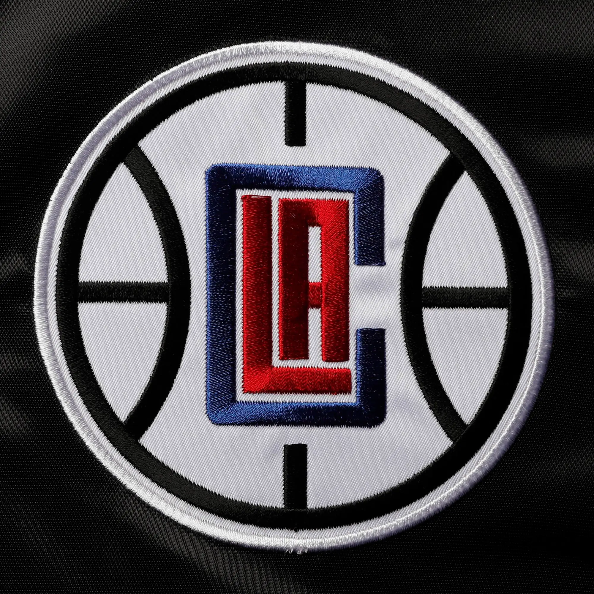 LA Clippers Starter The Enforcer Full-Snap Black & Red Satin Varsity Jacket - Image 3