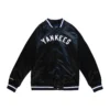 New York Yankees Lightweight Raglan Full-Snap Satin Black Varsity Jacket
