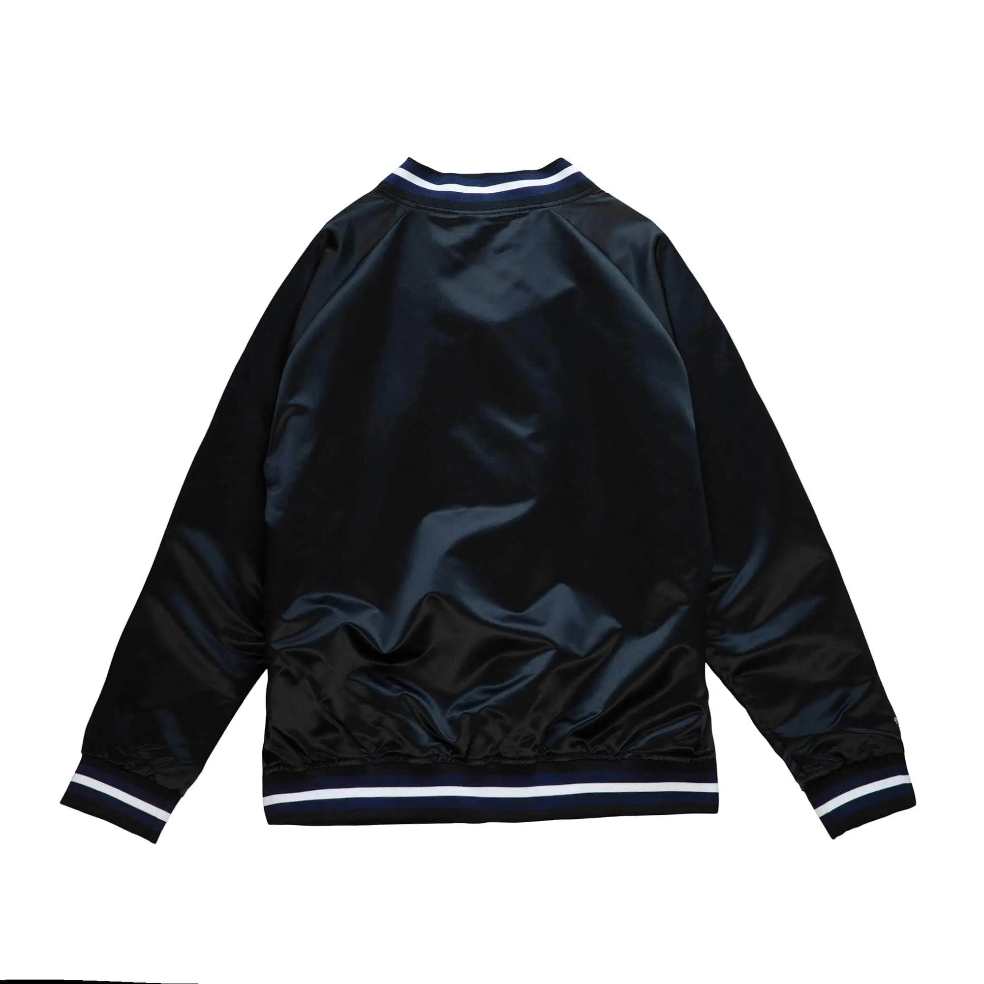New York Yankees Lightweight Raglan Full-Snap Satin Black Varsity Jacket - Image 2
