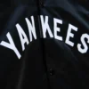 New York Yankees Lightweight Raglan Full-Snap Satin Black Varsity Jacket - Image 3